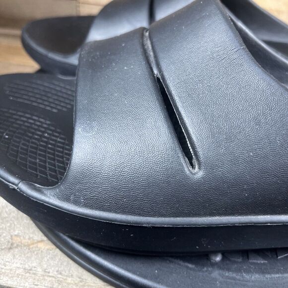 Oofos OOahh Mens Sz 10 Womens Sz 12 Sport Flex Slide Recovery Sandals Black - Picture 4 of 11